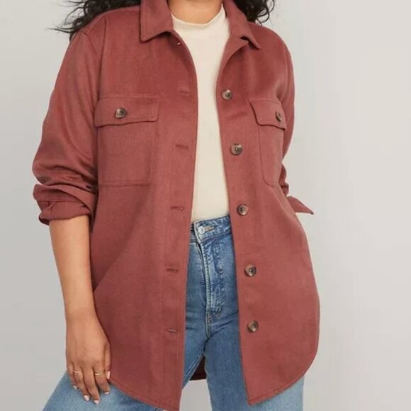 Old Navy Brushed Pink Oversized Shacket - Picture 1 of 3